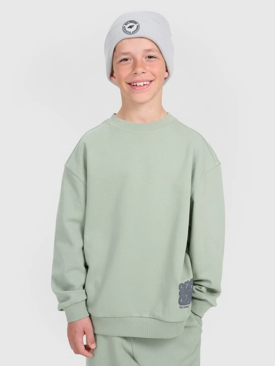 Zdjęcie produktu 4F Bluza dresowa oversize nierozpinana bez kaptura chłopięca - oliwkowa 146 (10-11 lat) zielony