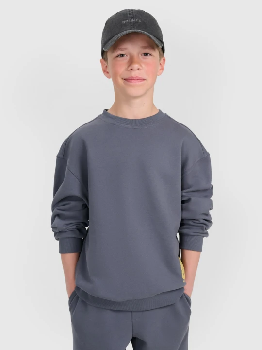 Zdjęcie produktu 4F Bluza dresowa oversize nierozpinana bez kaptura chłopięca - szara 122 (6-7 lat)