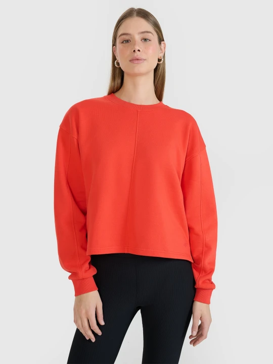 Zdjęcie produktu 4F Bluza dresowa oversize nierozpinana bez kaptura damska - czerwona XL