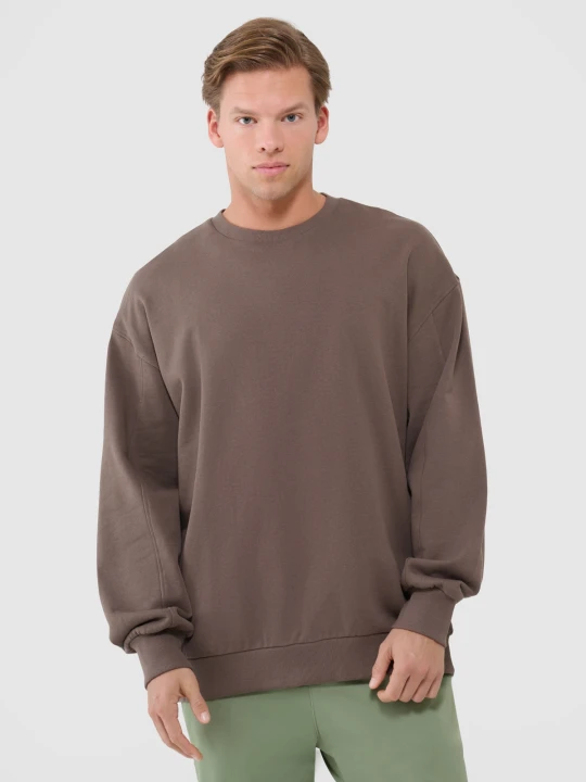 Zdjęcie produktu 4F Bluza dresowa oversize nierozpinana bez kaptura męska - brązowa L