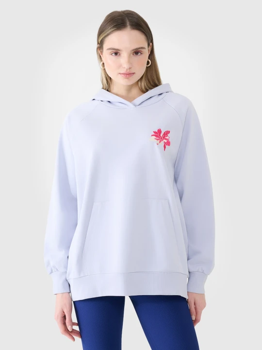 Zdjęcie produktu 4F Bluza dresowa oversize nierozpinana z kapturem damska - niebieska M / L