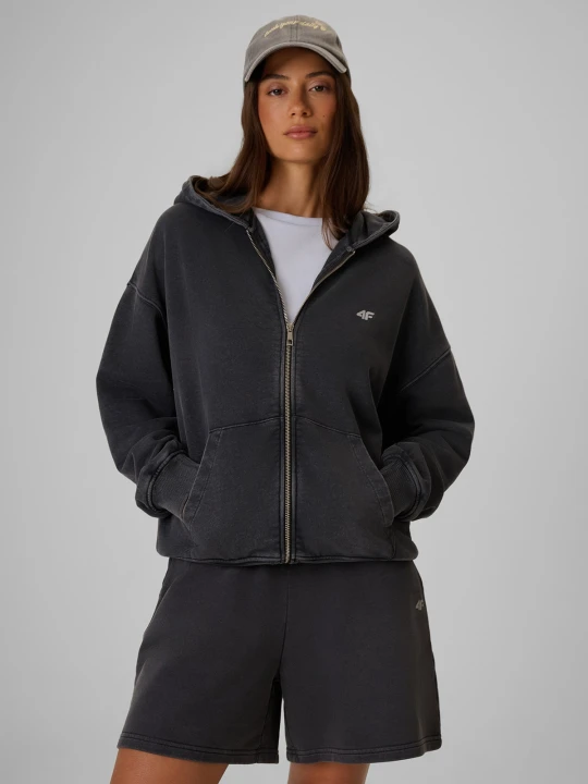 Zdjęcie produktu 4F Bluza dresowa oversize z kapturem damska - czarna XS