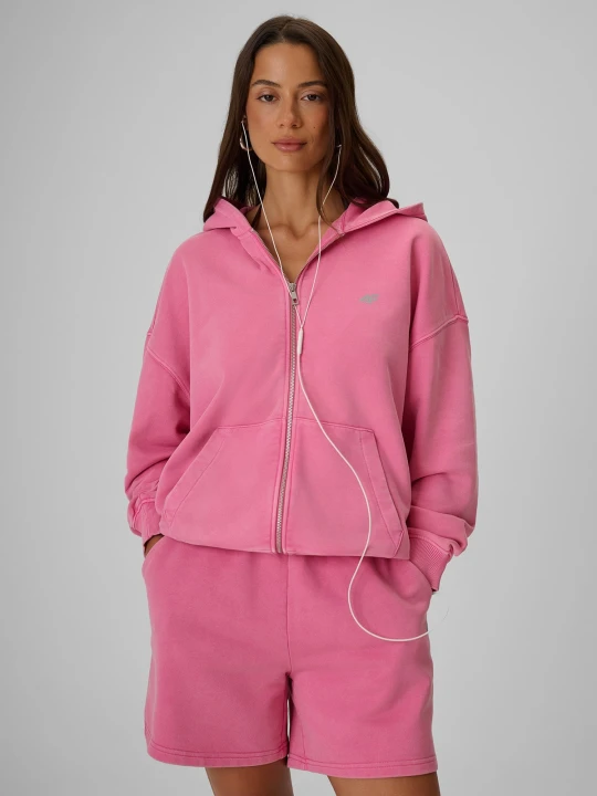 Zdjęcie produktu 4F Bluza dresowa oversize z kapturem damska - różowa XS