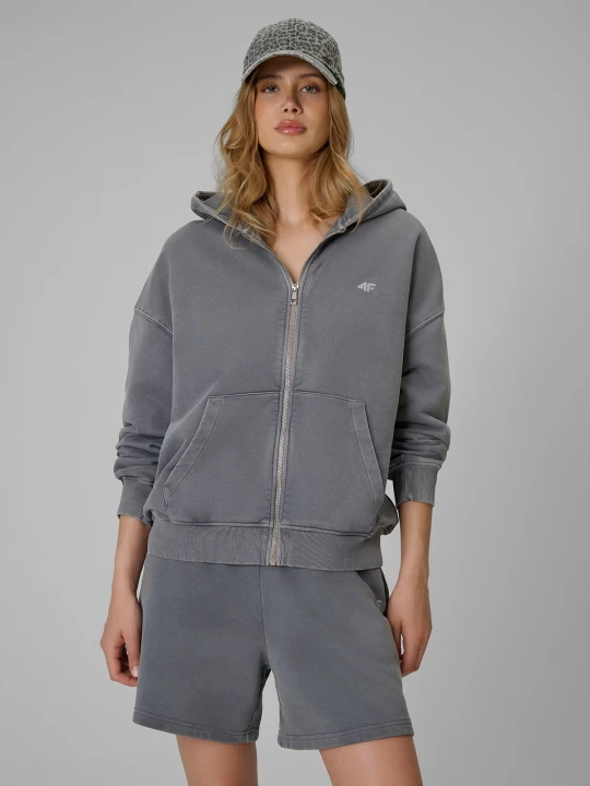 Zdjęcie produktu 4F Bluza dresowa oversize z kapturem damska - szara XS
