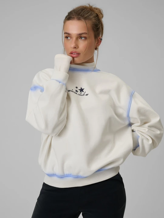 Zdjęcie produktu 4F Bluza dresowa regular bez kaptura damska - biała XL Beżowy