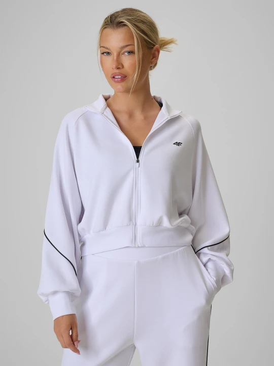 Zdjęcie produktu 4F Bluza kibica regular bez kaptura damska - biała XL