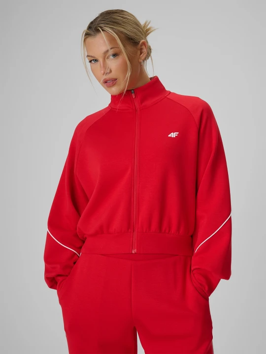 Zdjęcie produktu 4F Bluza kibica regular bez kaptura damska - czerwona XL