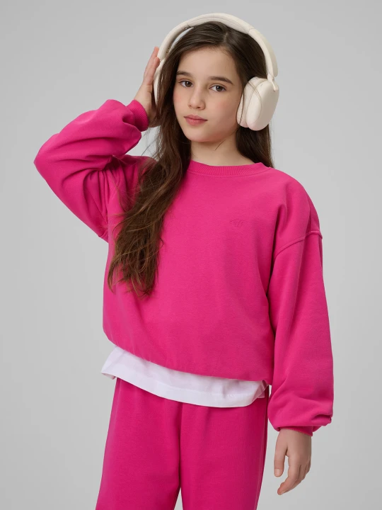 Zdjęcie produktu 4F Bluza dresowa regular bez kaptura dziewczęca - różowa 152 (11-12 lat)