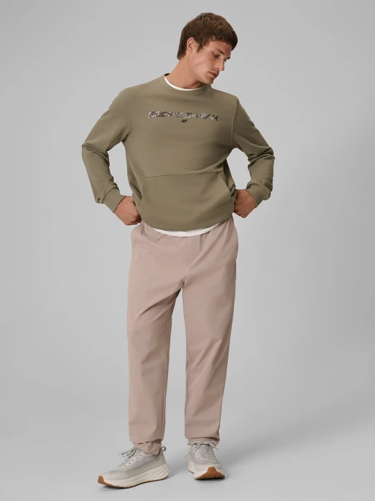 Zdjęcie produktu 4F Bluza dresowa regular bez kaptura męska - khaki S zielony