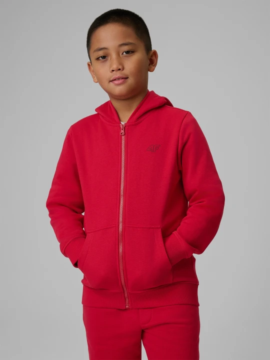 Zdjęcie produktu 4F Bluza dresowa regular z kapturem chłopięca - czerwona 158 (12-13 lat)