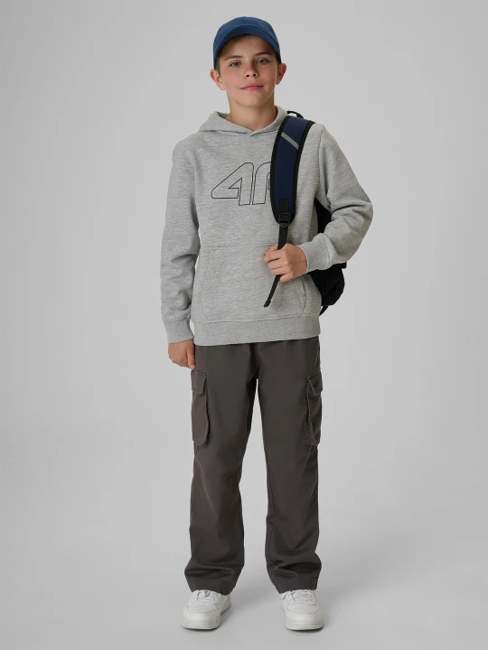Zdjęcie produktu 4F Bluza dresowa regular z kapturem chłopięca - szara 128 (7-8 lat)