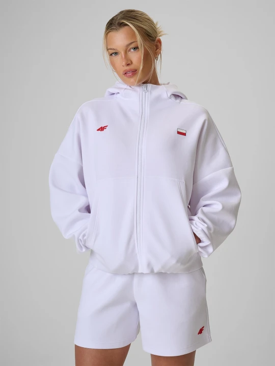 Zdjęcie produktu 4F Bluza kibica regular z kapturem damska - biała M