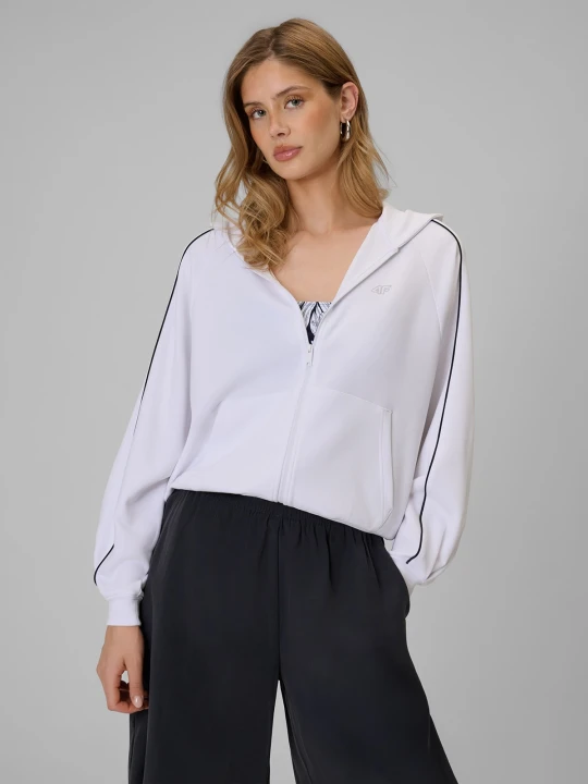 Zdjęcie produktu 4F Bluza dresowa regular z kapturem damska - biała XL