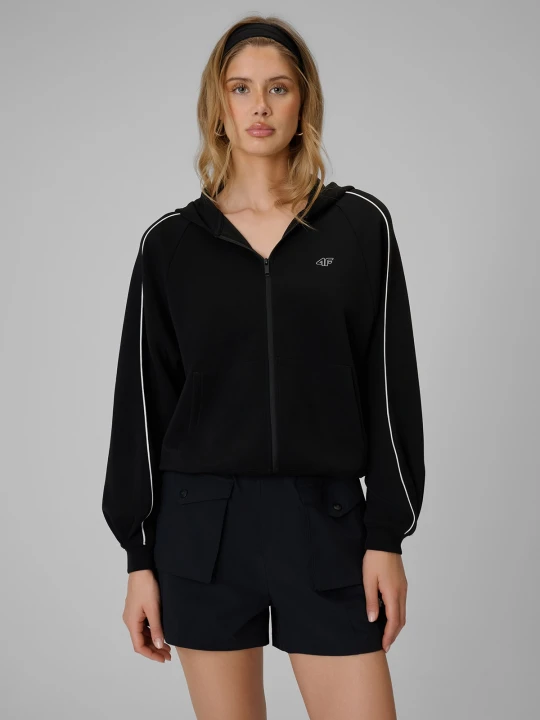 Zdjęcie produktu 4F Bluza dresowa regular z kapturem damska - czarna XL