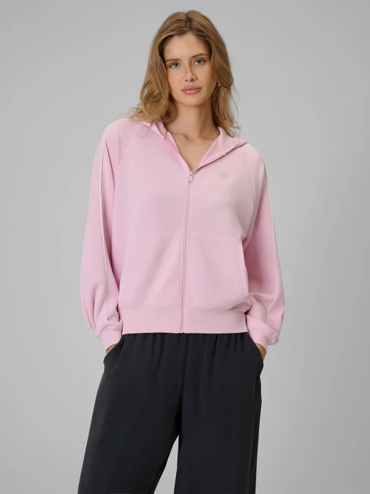 Zdjęcie produktu 4F Bluza dresowa regular z kapturem damska - różowa XS