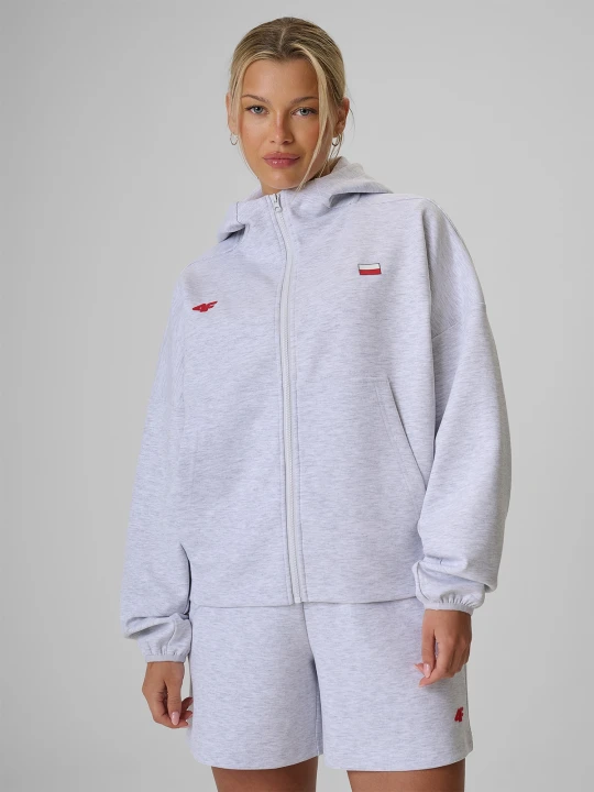 Zdjęcie produktu 4F Bluza kibica regular z kapturem damska - szara XS