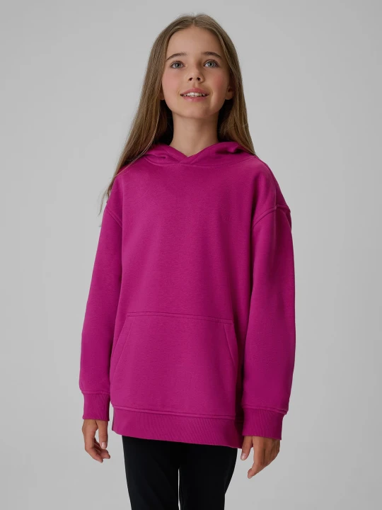 Zdjęcie produktu 4F Bluza dresowa regular z kapturem dziewczęca - różowa 134/140 (8-10 lat)