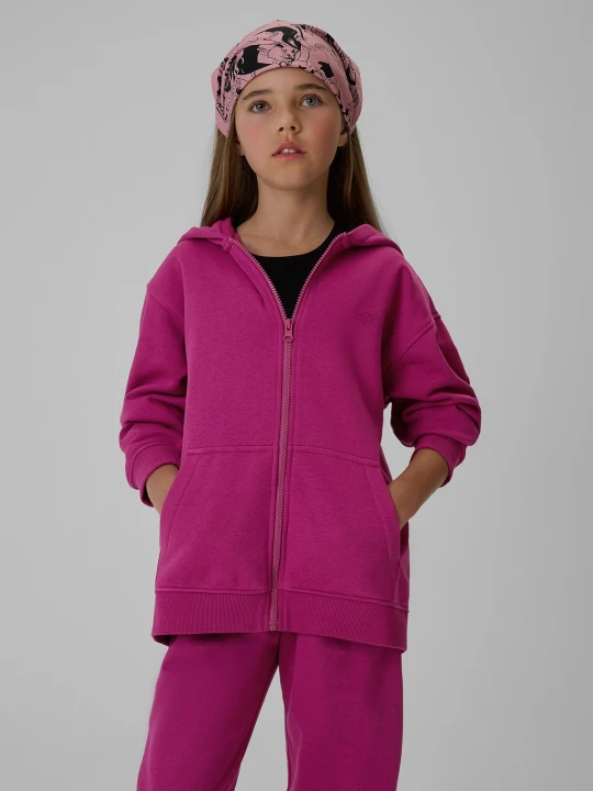 Zdjęcie produktu 4F Bluza dresowa regular z kapturem dziewczęca - różowa 158/164 (12-14 lat)