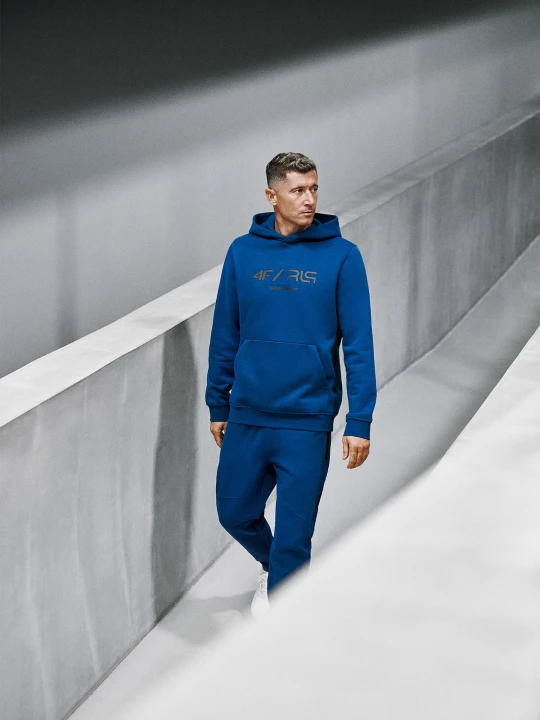 Zdjęcie produktu 4F Bluza dresowa regular z kapturem męska 4F x Robert Lewandowski - granatowa S