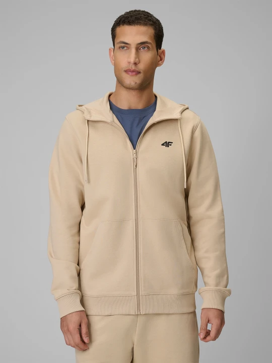 Zdjęcie produktu 4F Bluza dresowa regular z kapturem męska - beżowa XXL