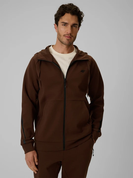 Zdjęcie produktu 4F Bluza dresowa regular z kapturem męska - brązowa XL