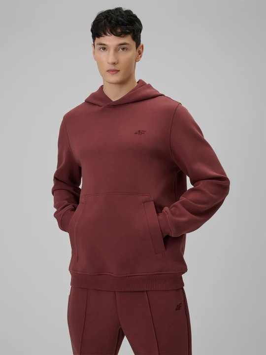 Zdjęcie produktu 4F Bluza dresowa regular z kapturem męska - burgundowa XXL Czerwony