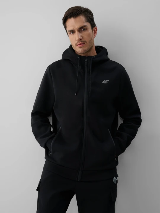 Zdjęcie produktu 4F Bluza dresowa regular z kapturem męska - czarna XL