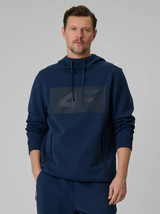Zdjęcie produktu 4F Bluza dresowa regular z kapturem męska - granatowa XXL
