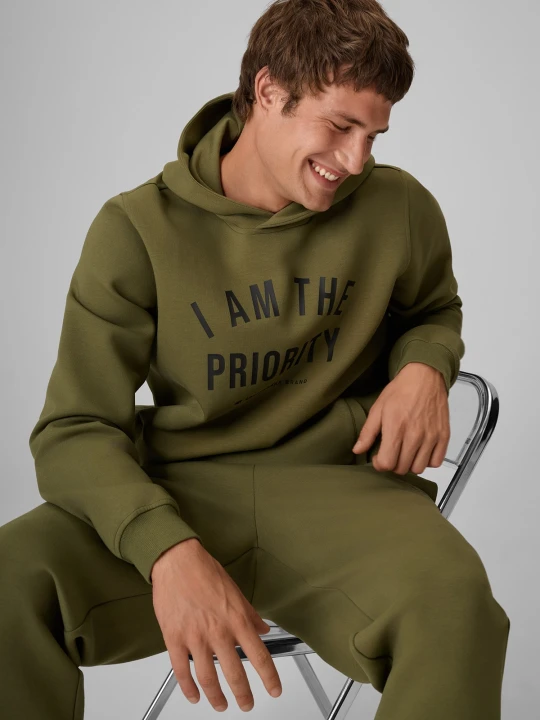 Zdjęcie produktu 4F Bluza dresowa regular z kapturem męska - khaki XXL zielony