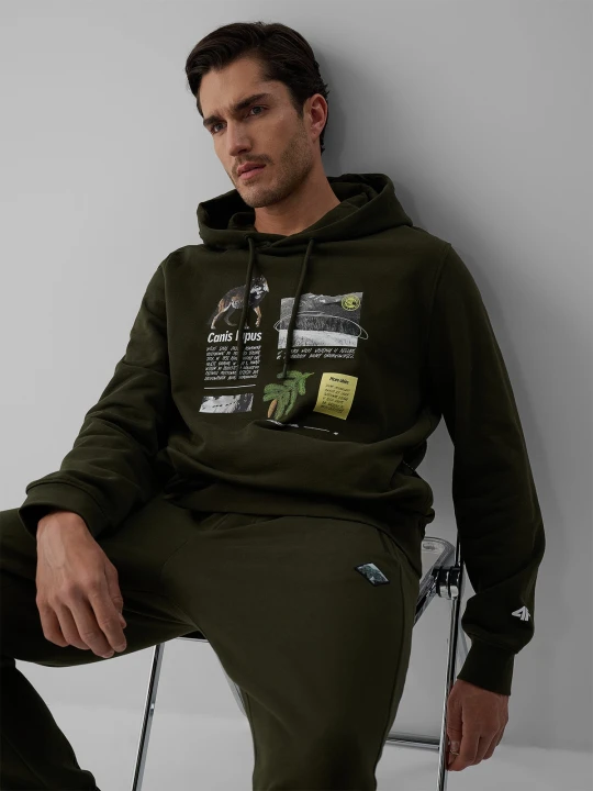 Zdjęcie produktu 4F Bluza dresowa regular z kapturem męska - khaki S zielony