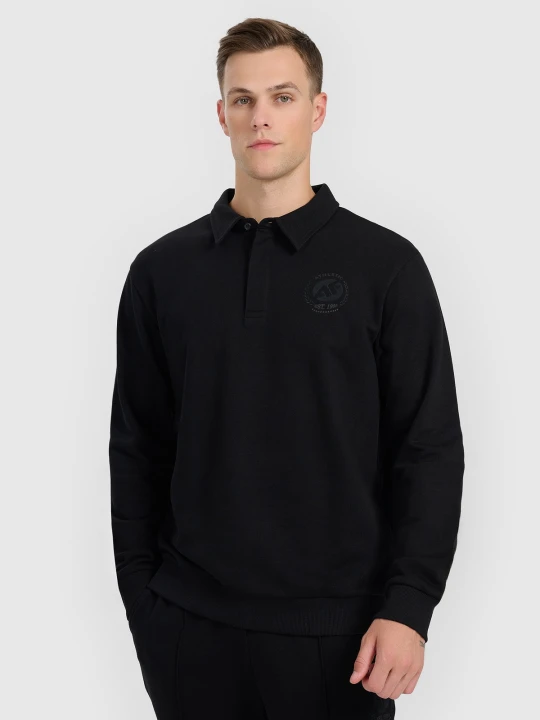 Zdjęcie produktu 4F Bluza dresowa regular z kołnierzykiem męska - czarna S