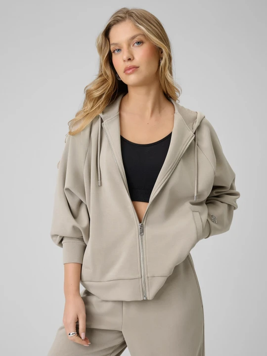 Zdjęcie produktu 4F Bluza dresowa regular z modalem damska - beżowa XL