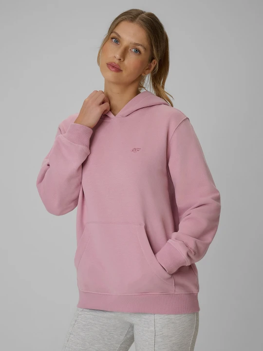 Zdjęcie produktu 4F Bluza dresowa relaxed z kapturem damska - różowa XL
