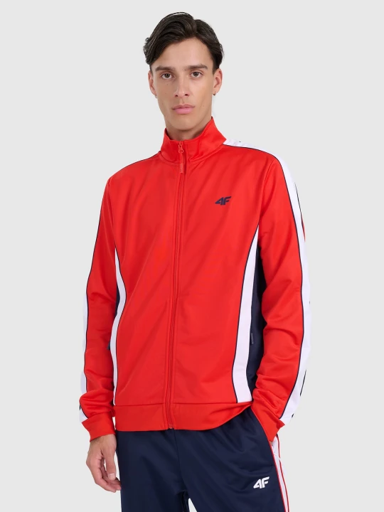 Zdjęcie produktu 4F Bluza dresowa rozpinana bez kaptura męska - czerwona S