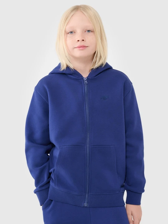 Zdjęcie produktu 4F Bluza dresowa rozpinana z kapturem chłopięca - niebieska 122 (6-7 lat)