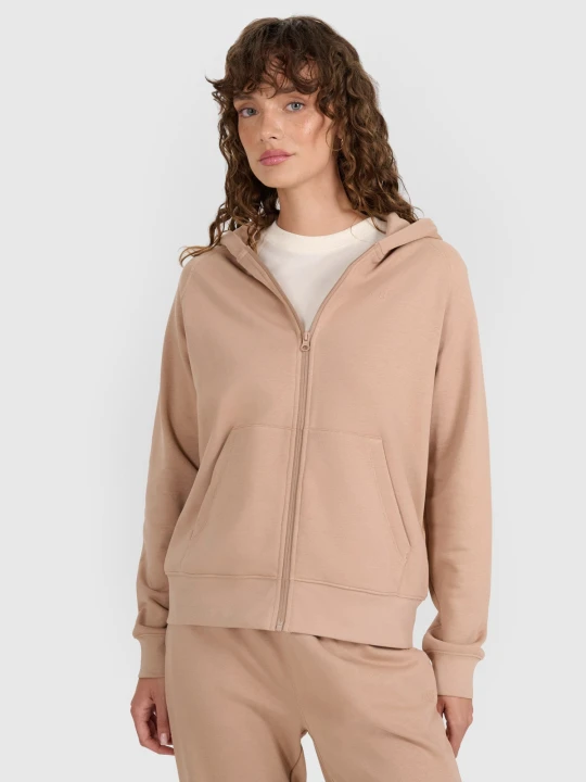 Zdjęcie produktu 4F Bluza dresowa rozpinana z kapturem damska - beżowa XS