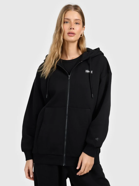 Zdjęcie produktu 4F Bluza dresowa rozpinana z kapturem damska - czarna M