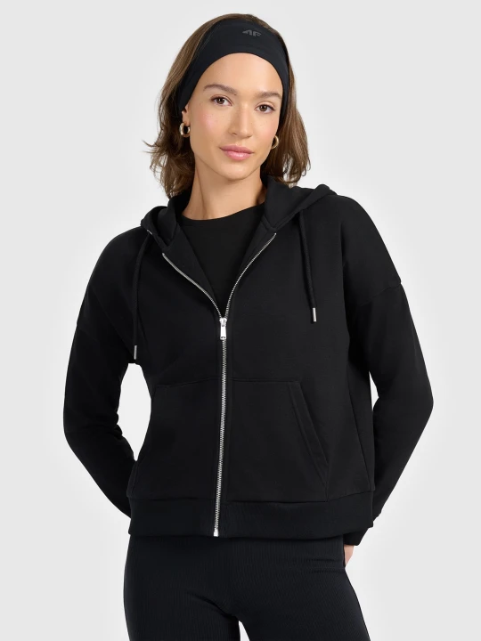 Zdjęcie produktu 4F Bluza dresowa rozpinana z kapturem damska - czarna XXL
