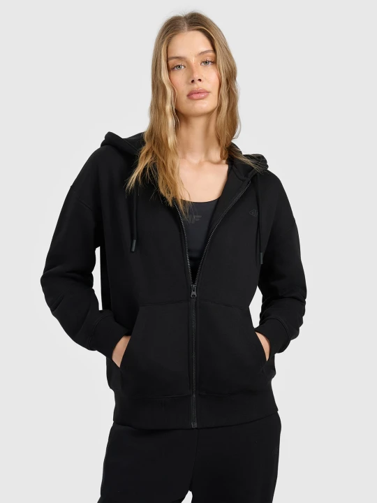 Zdjęcie produktu 4F Bluza dresowa rozpinana z kapturem damska - czarna XS
