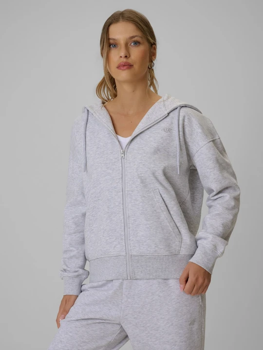 Zdjęcie produktu 4F Bluza dresowa rozpinana z kapturem damska - szara M