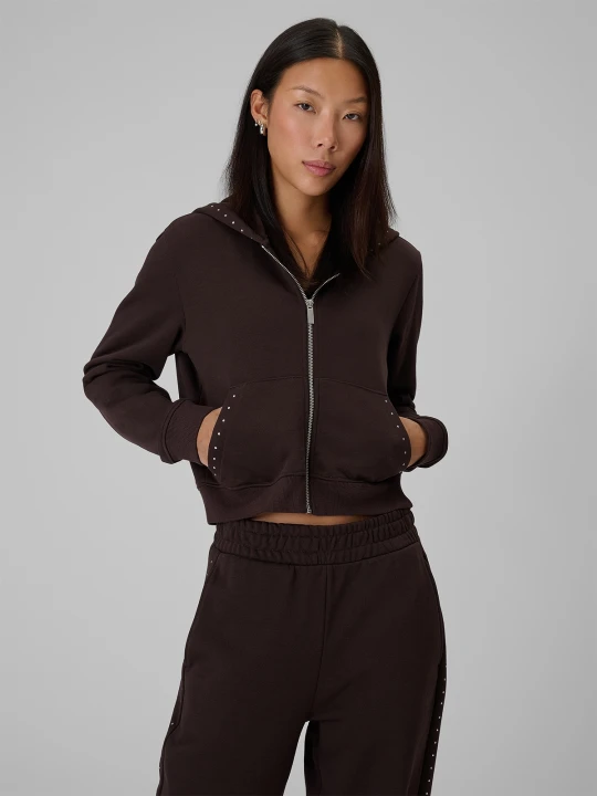 Zdjęcie produktu 4F Bluza dresowa slim z kapturem damska - brązowa XL