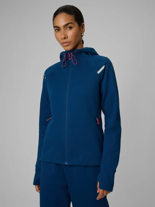 Zdjęcie produktu 4F Bluza dresowa slim z kapturem damska - turkusowa S Turkusowy