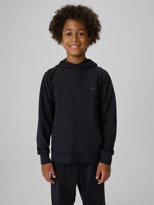 Zdjęcie produktu 4F Bluza sportowa regular z kapturem chłopięca - czarna 146 / 152 (10-12 lat)