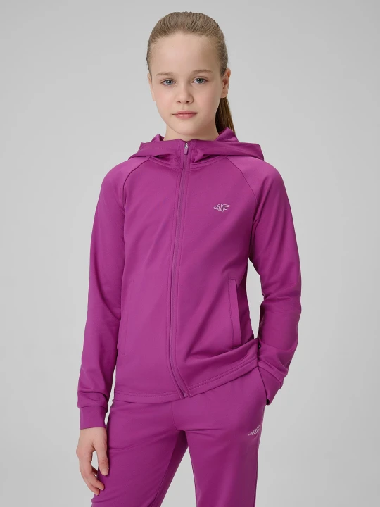 Zdjęcie produktu 4F Bluza sportowa regular z kapturem dziewczęca - różowa 146 / 152 (10-12 lat)
