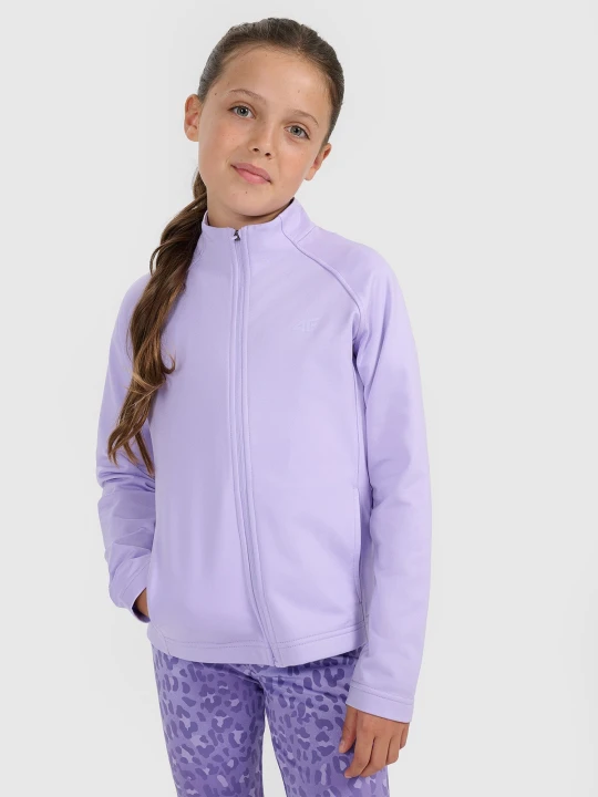 Zdjęcie produktu 4F Bluza sportowa rozpinana bez kaptura dziewczęca - fioletowa 158 / 164 (12-14 lat)