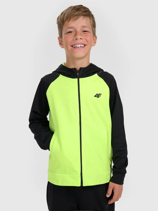 Zdjęcie produktu 4F Bluza sportowa rozpinana z kapturem chłopięca - zielona 122 / 128 (6-8 lat)