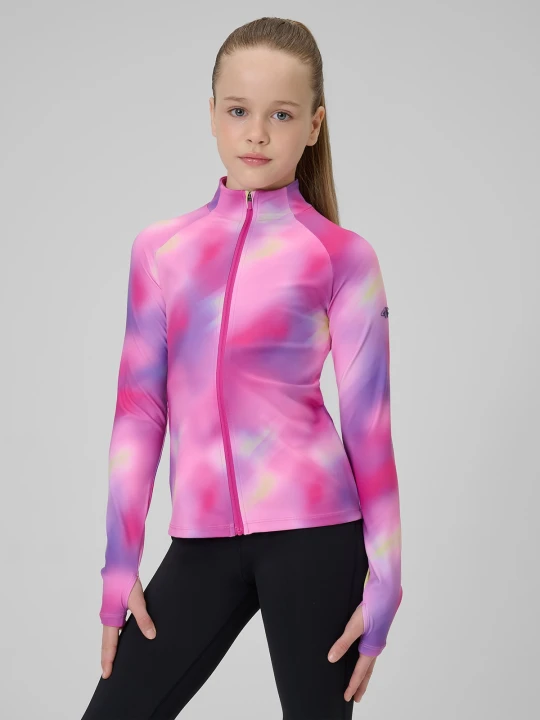 Zdjęcie produktu 4F Bluza sportowa slim bez kaptura dziewczęca - multikolor 146 / 152 (10-12 lat)