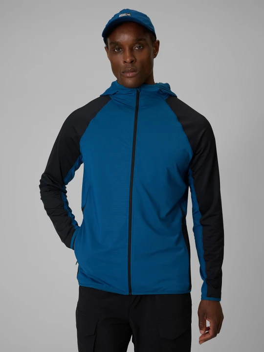 Zdjęcie produktu 4F Bluza trekkingowa regular z kapturem męska - turkusowa S Turkusowy