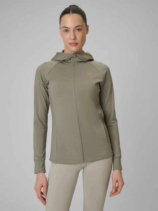 Zdjęcie produktu 4F Bluza treningowa regular szybkoschnąca damska - oliwkowa M Zielony