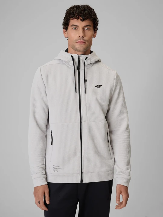 Zdjęcie produktu 4F Bluza treningowa regular ze strukturalnej dzianiny męska - kremowa XL Biały